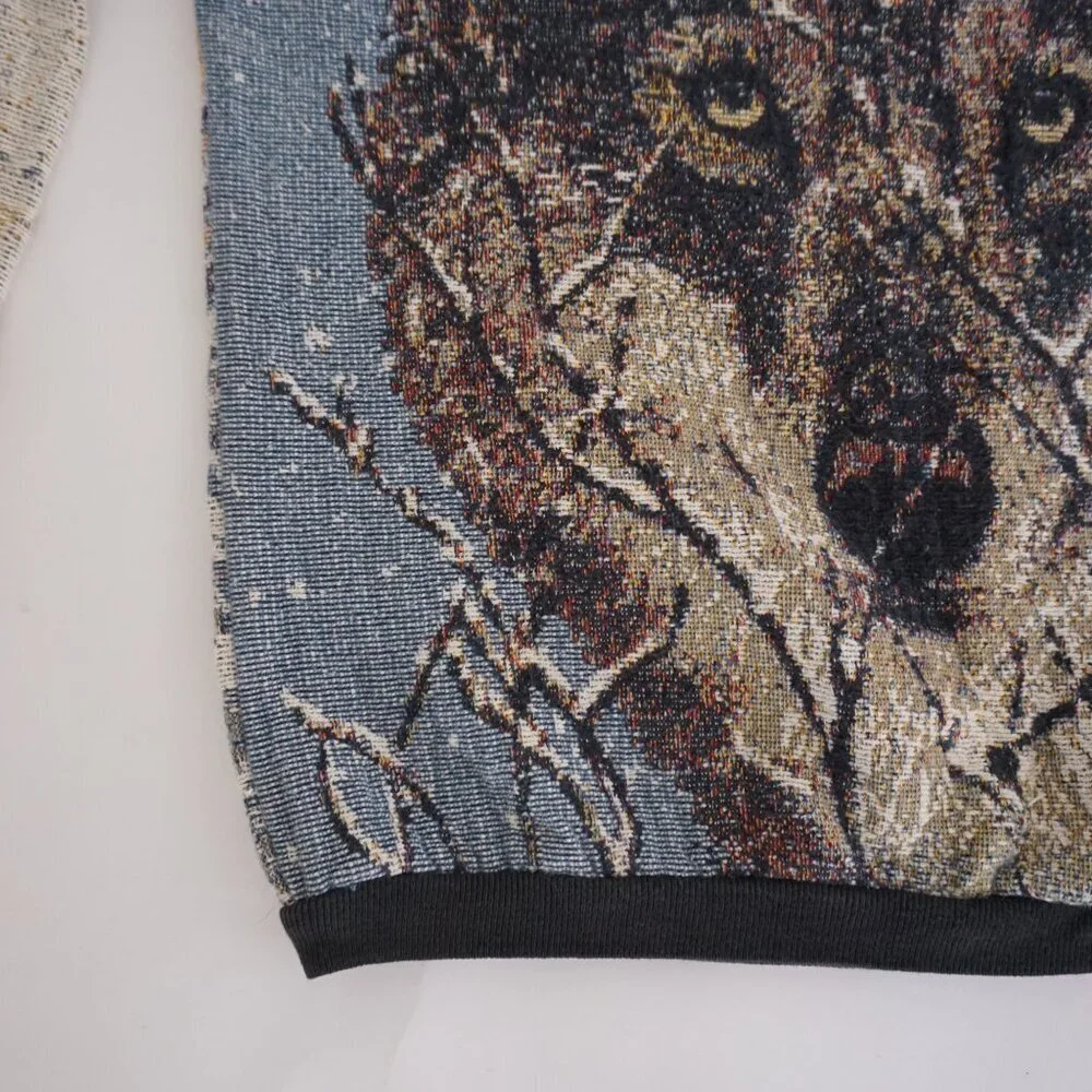Vintage Sugar Street Weavers Rare Wolf Tapestry Sweater Pullover Adult XL - Picture 7 of 10